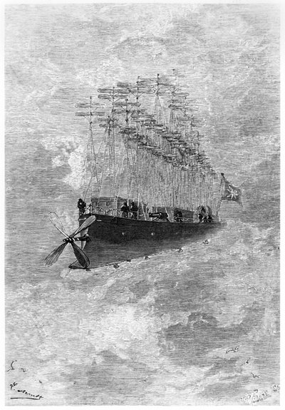 الباتروس ، رسم توضيحي من "Robur le Conquerant" لجول فيرن (1828-1905) باريس ، هتزل ، 1886 بواسطة Hippolyte Leon Benett